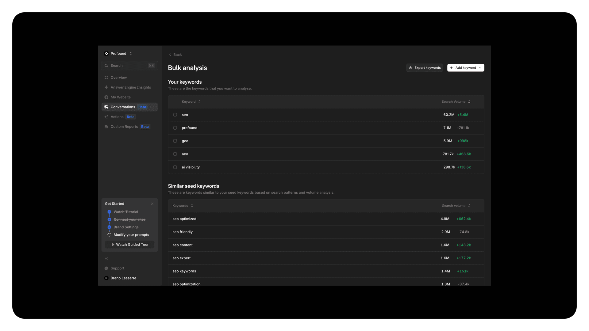 Bulk analysis feature