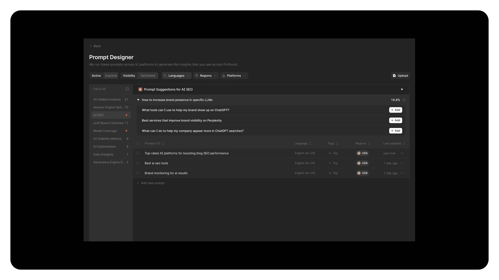 Prompt designer interface